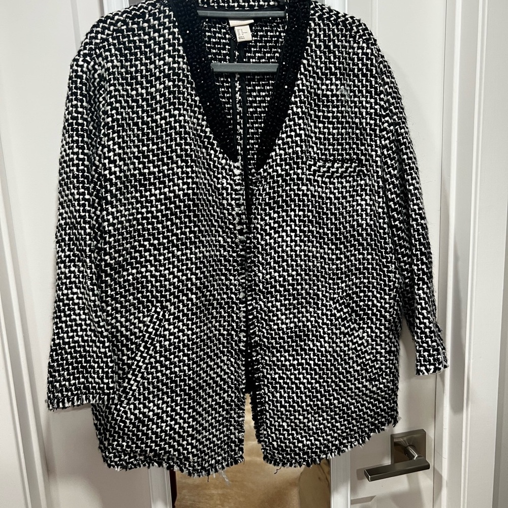 Women's Black and White Tweed Jacket